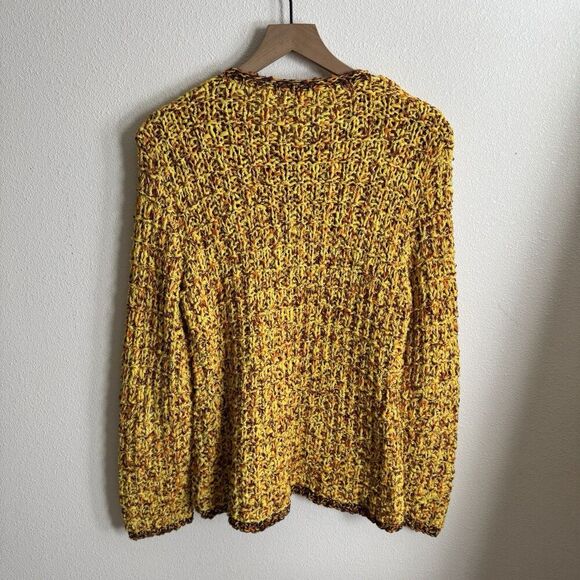 Unbranded Chunky‎ Sweater Womens Medium* Yellow Knit Cardigan Boho Hippie Artsy - Picture 10 of 16